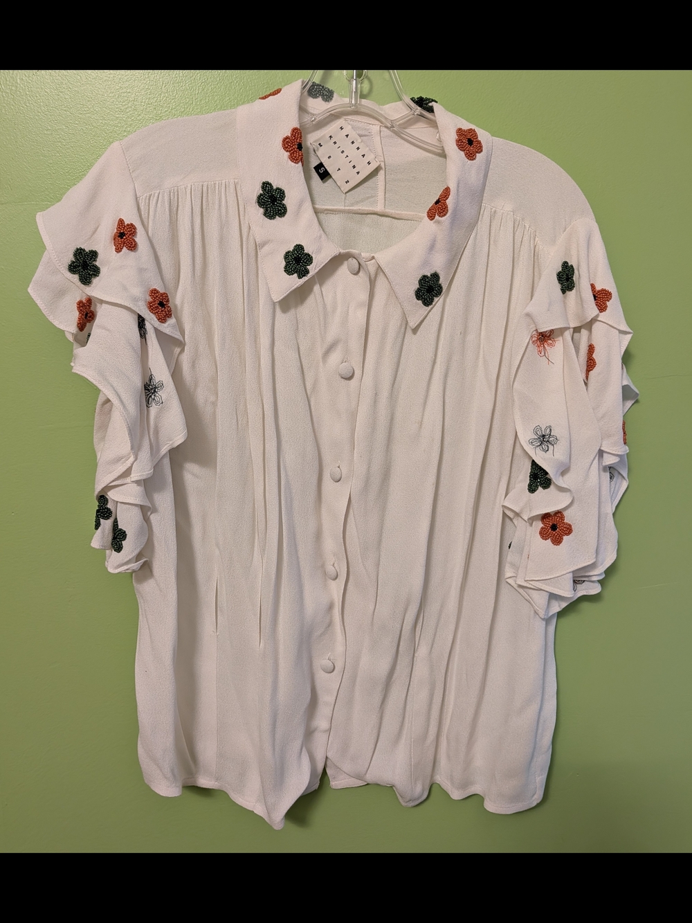 Hannah Kristina Metz Beaded Floral Blouse